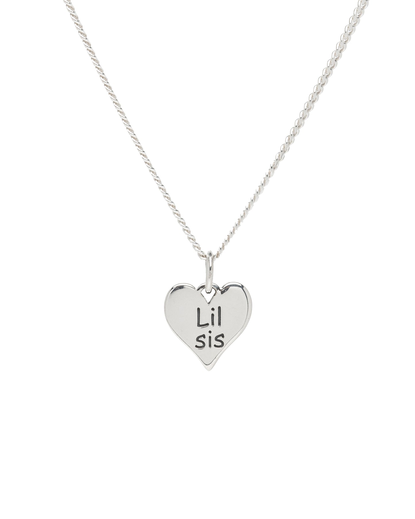 Sterling Silver 'Lil Sis' Heart Pendant Necklace