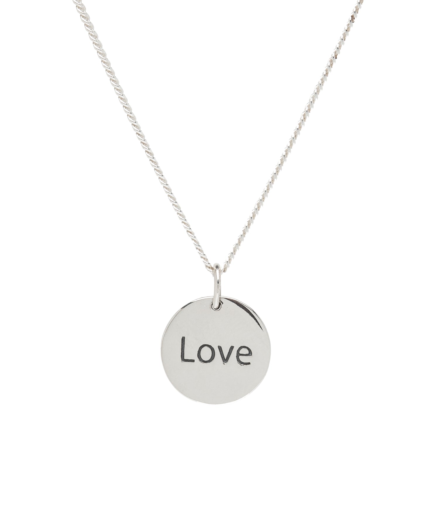 Sterling Silver Round Braille 'Love' Pendant Necklace