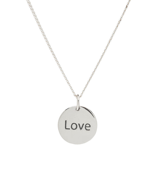 Sterling Silver Round Braille 'Love' Pendant Necklace