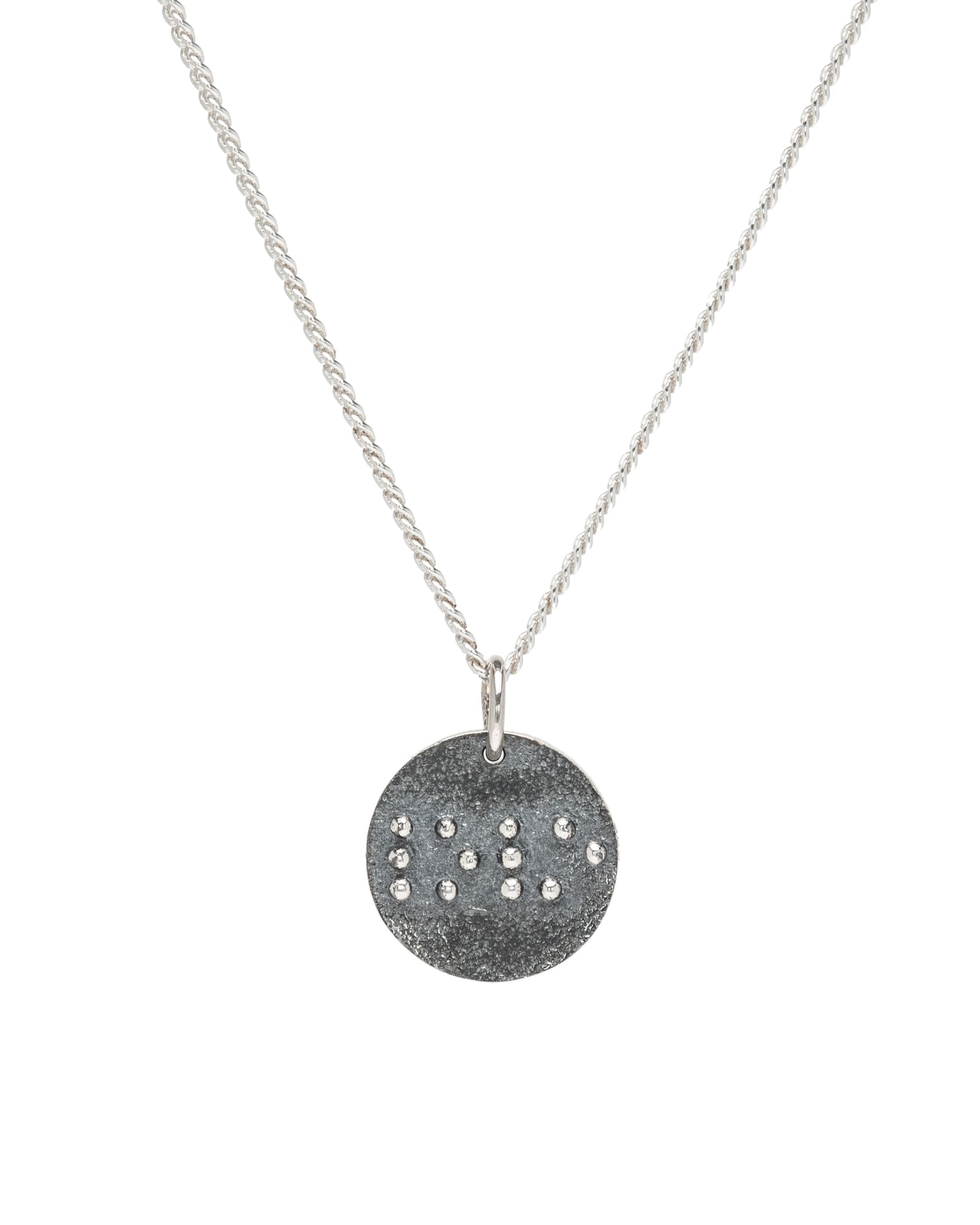 Sterling Silver Round Braille 'Love' Pendant Necklace