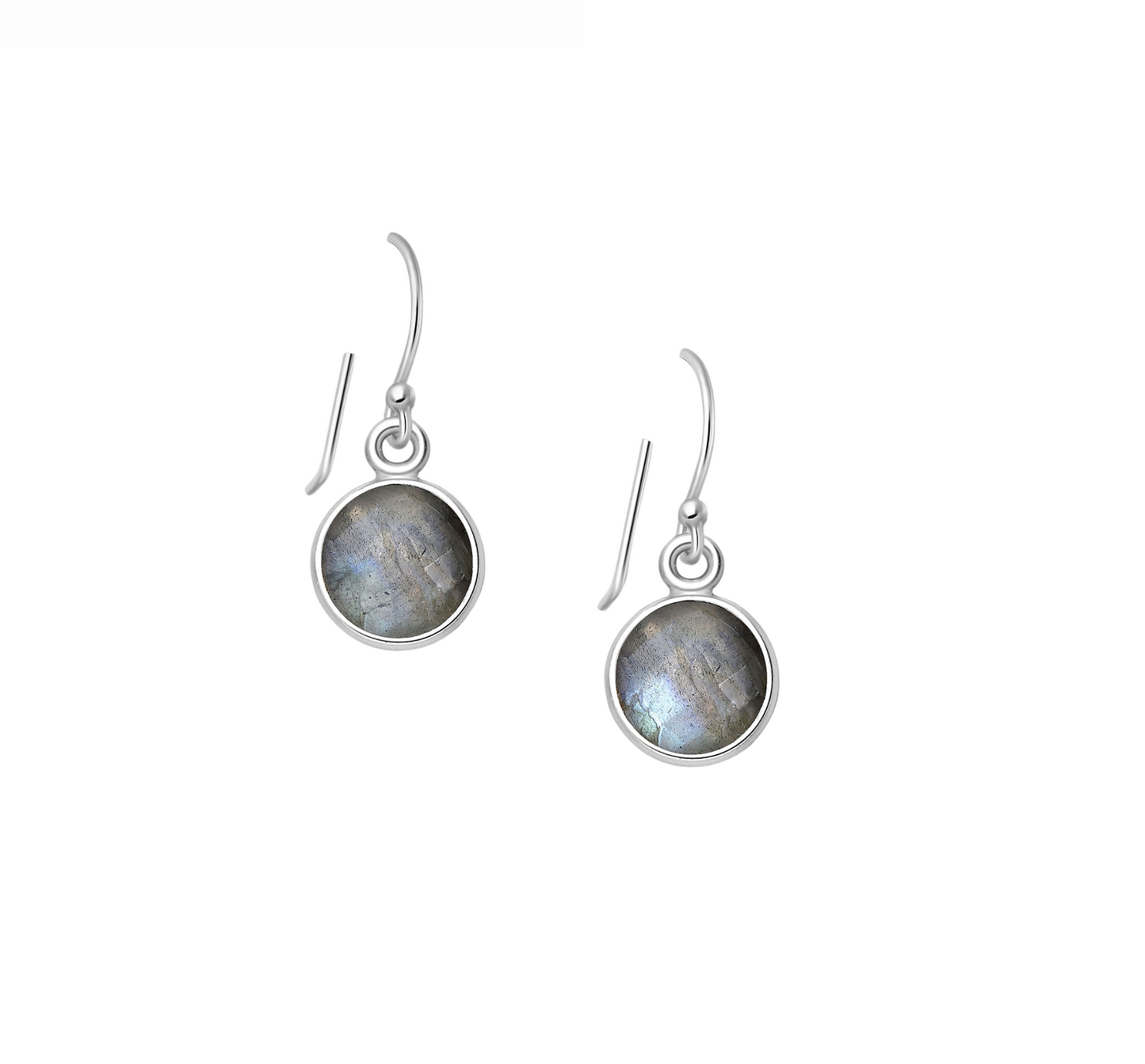 Beautiful Natural Faceted Sterling Silver Disk Earrings in Labradorite