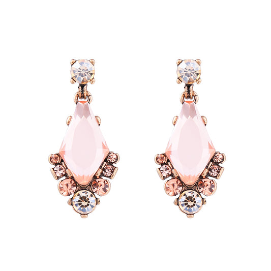 Vintage Pink And Brass Drop Earrings
