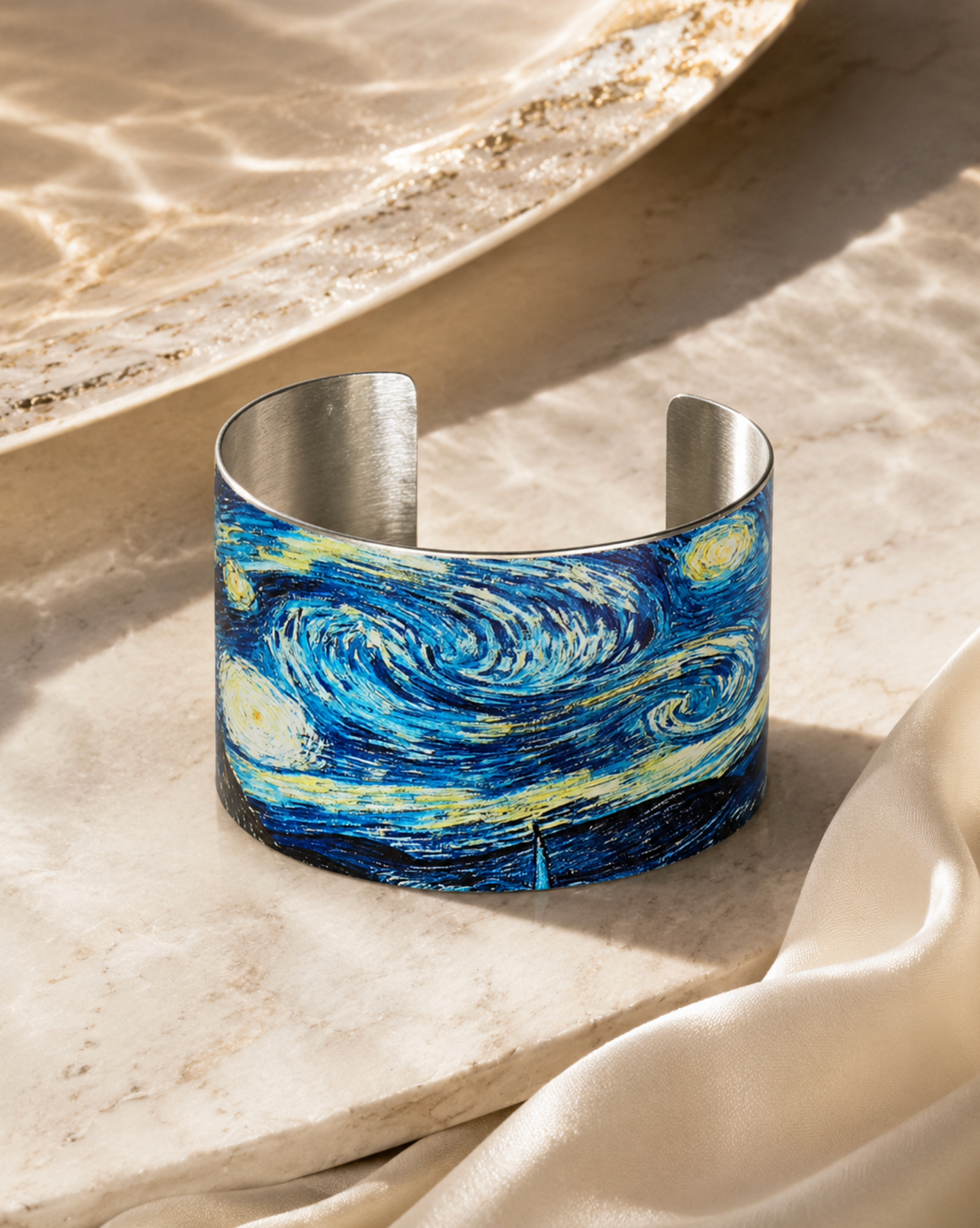 Blue Goldtone Starry Night Cuff