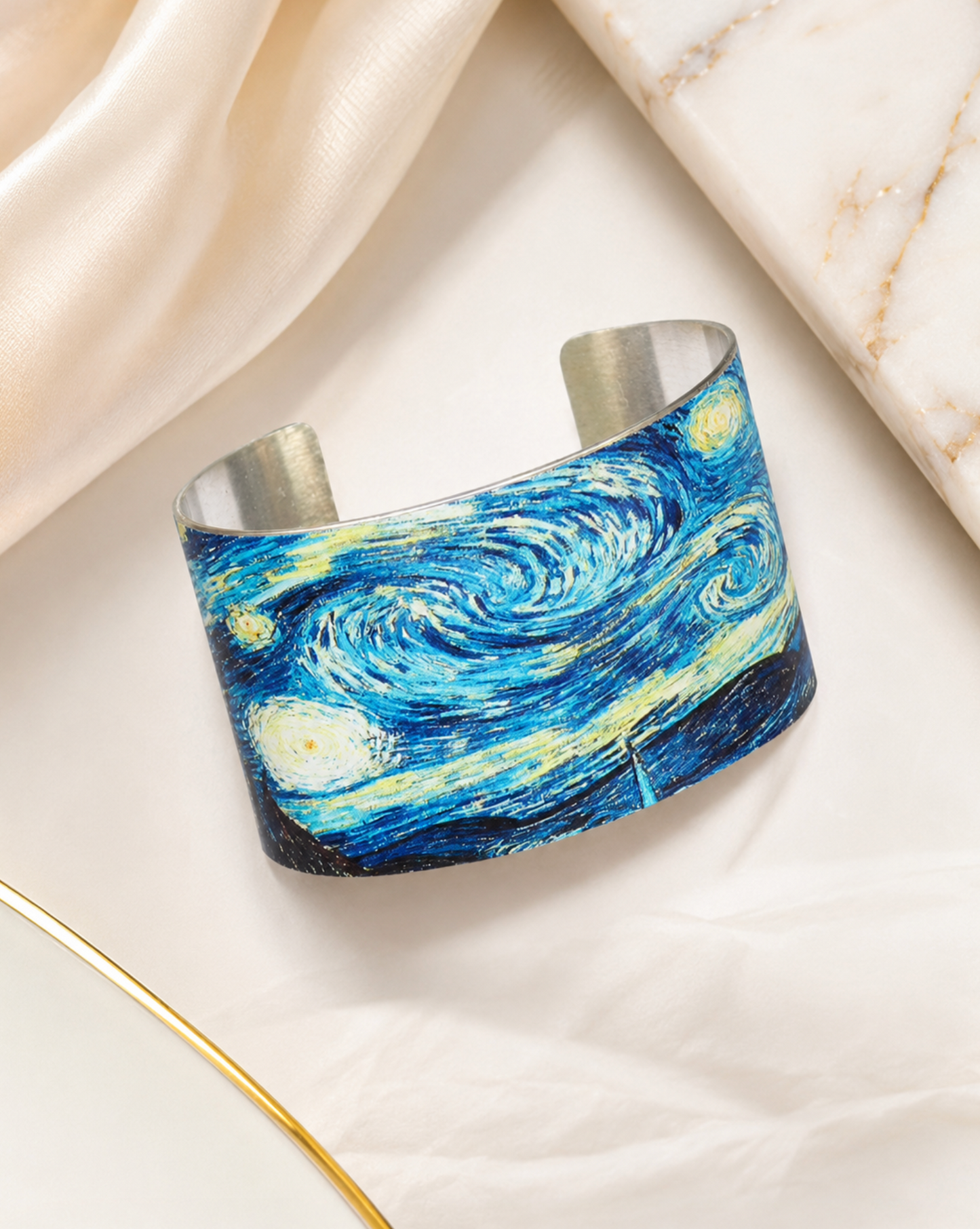 Blue Goldtone Starry Night Cuff