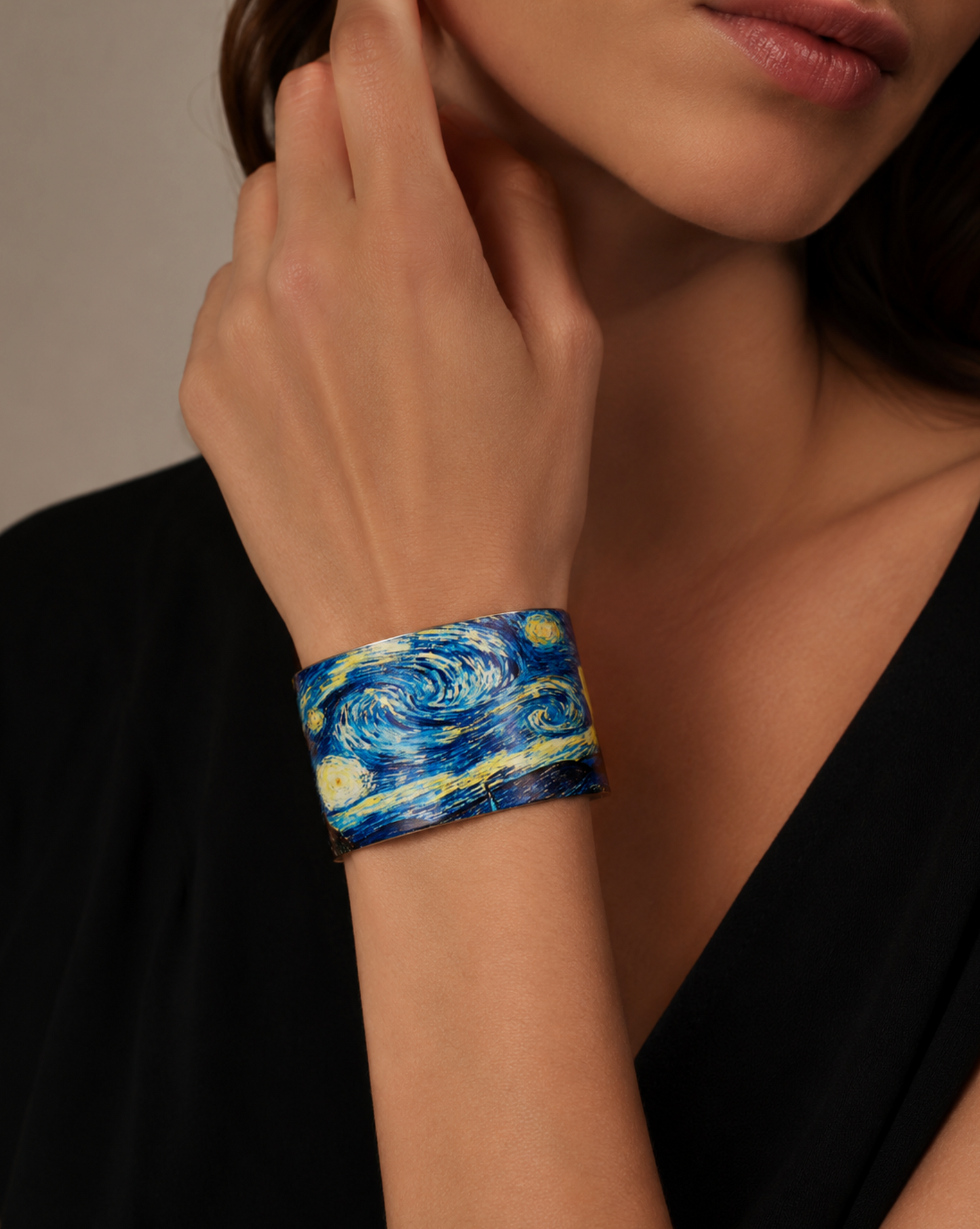 Blue Goldtone Starry Night Cuff