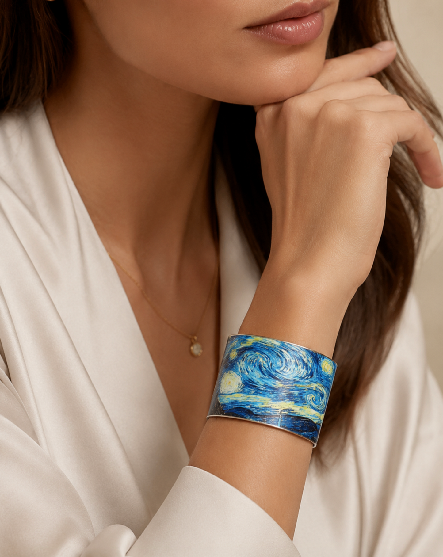 Blue Goldtone Starry Night Cuff