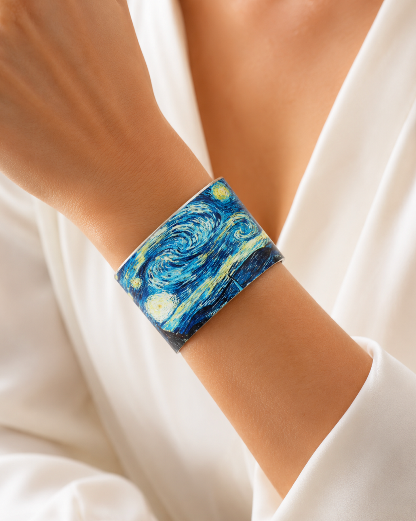 Blue Goldtone Starry Night Cuff