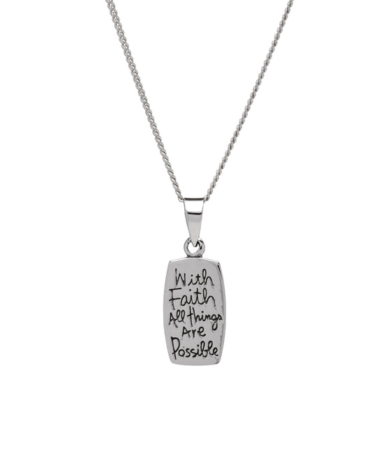 Sterling Silver 'With Faith All Things Are Possible' Pendant Necklace