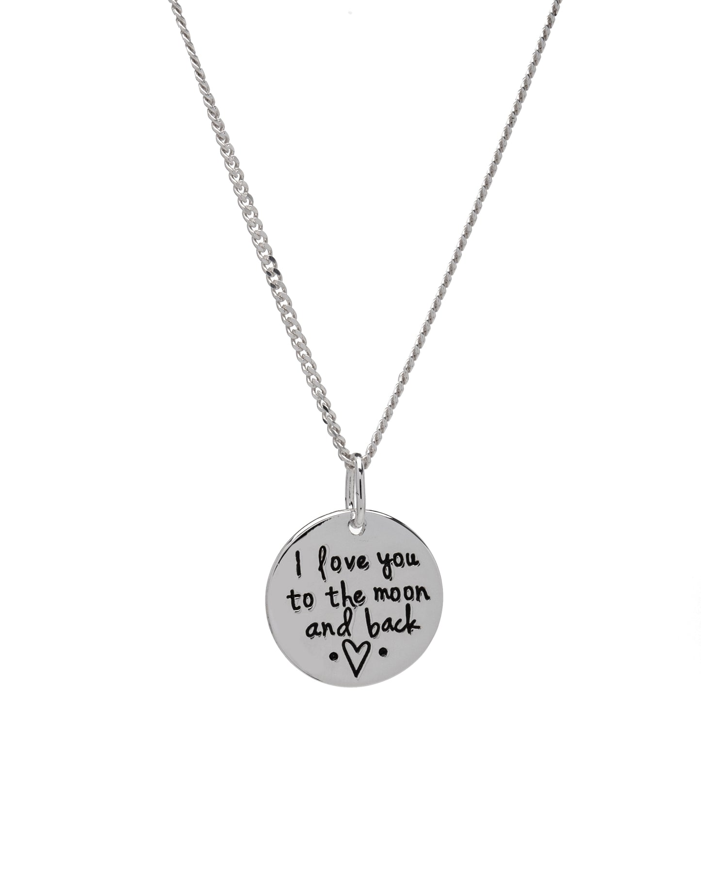 Sterling Silver Round 'I love you to the moon and back' Pendant Necklace (30220-18)