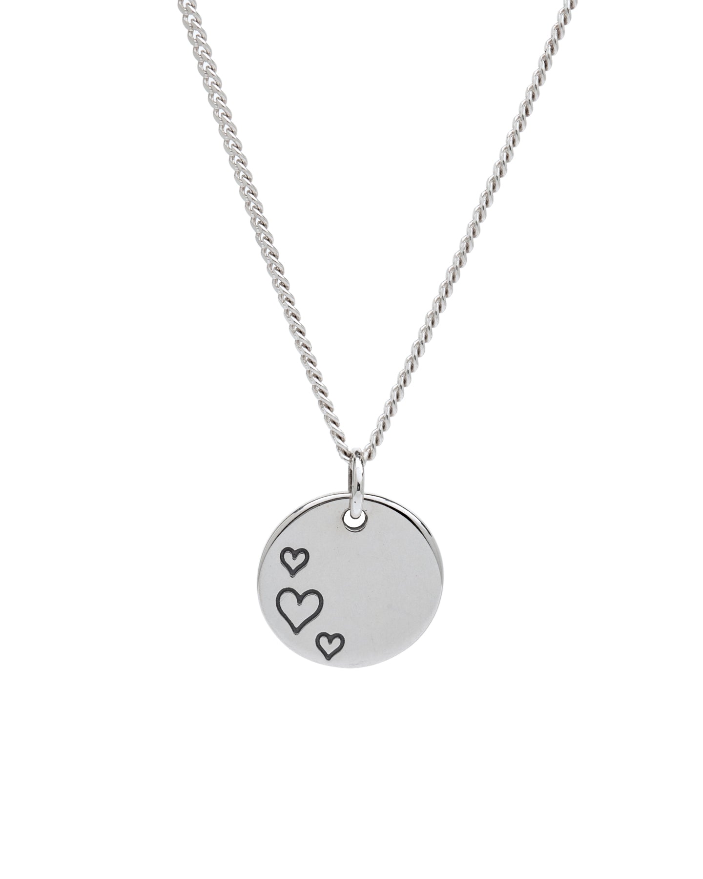 Sterling Silver Triple Heart Circular Pendant Necklace