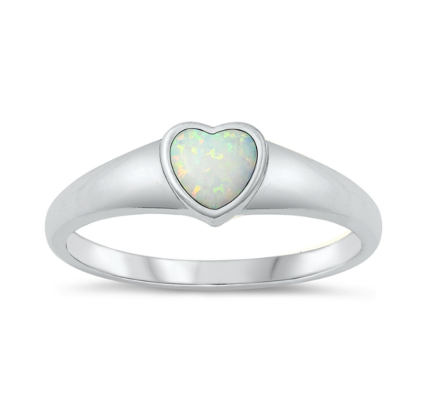 Lab-Created Opal & Sterling Silver Heart Ring