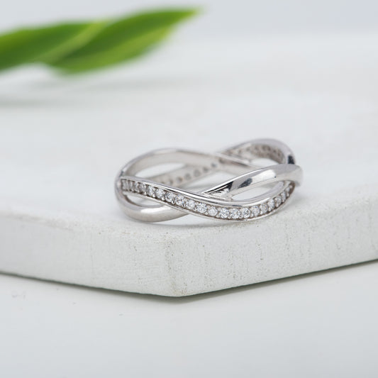 Sterling Silver & Cubic Zirconia Infinity Crossover Ring