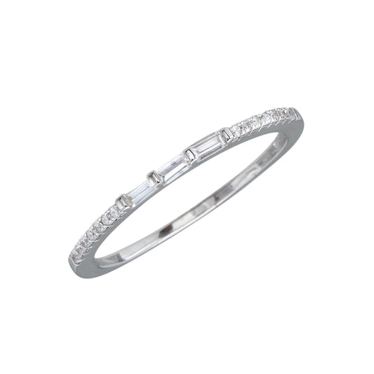 Cubic Zirconia & Sterling Silver Baguette Ring