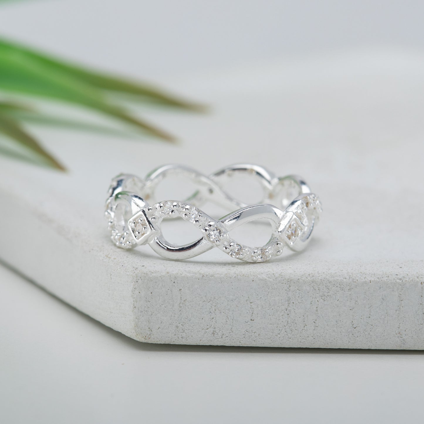 Cubic Zirconia & Sterling Silver Infinity Pavé Ring