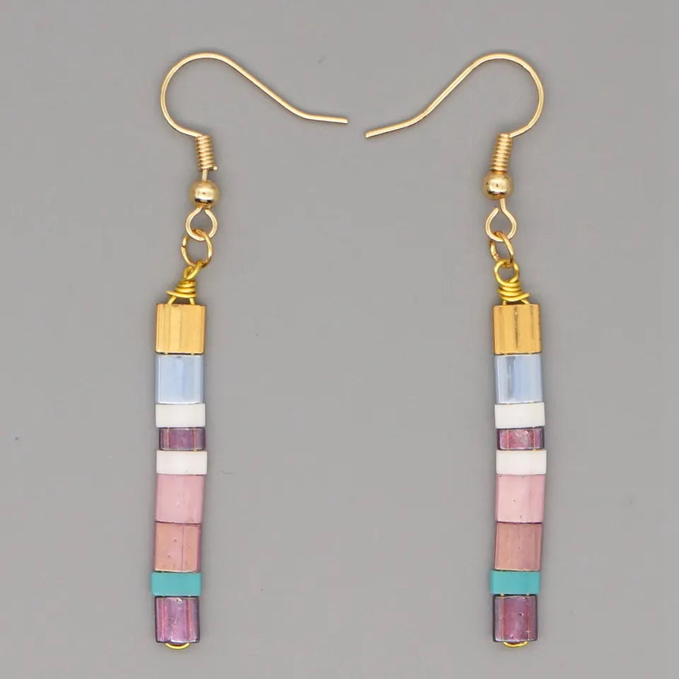 Multi Colored Tila Drop Earrings