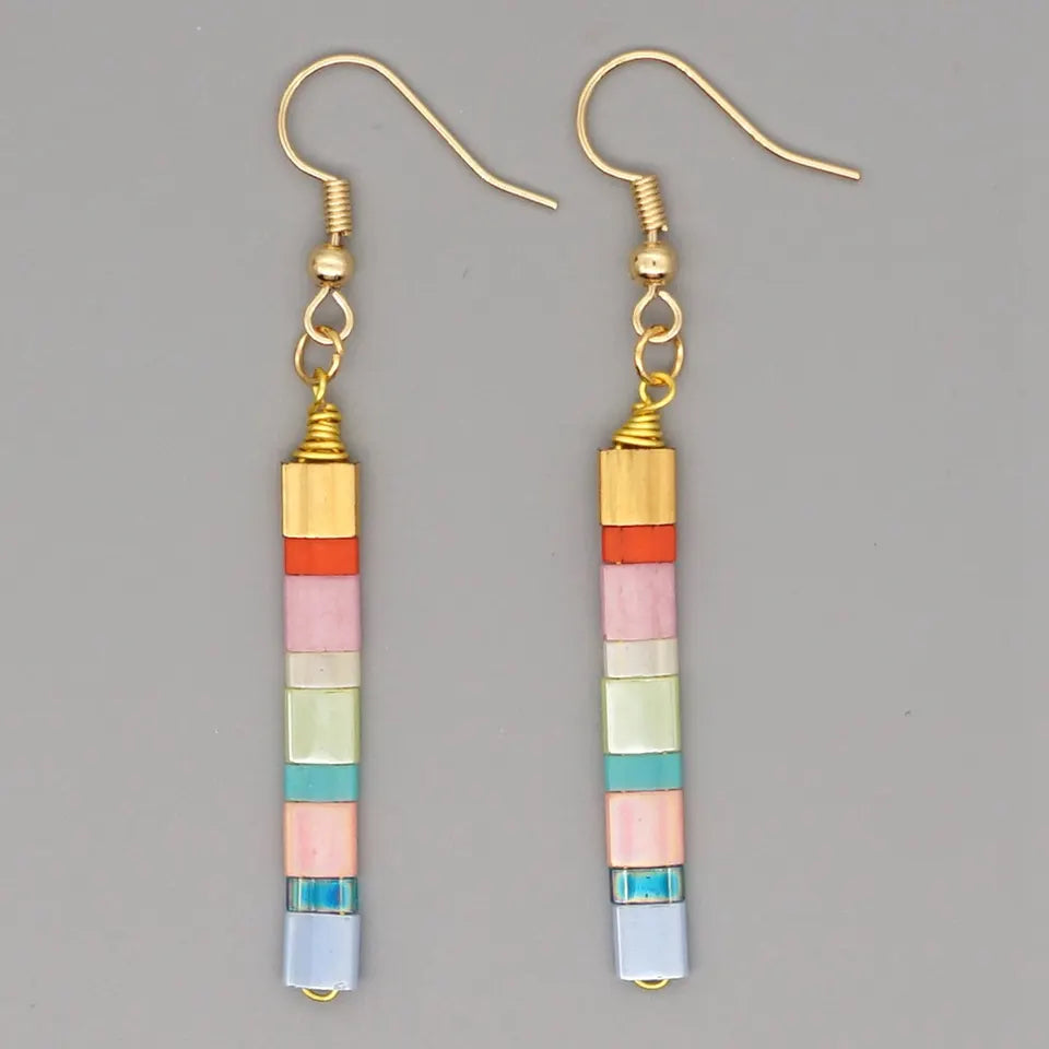 Multi Colored Tila Drop Earrings