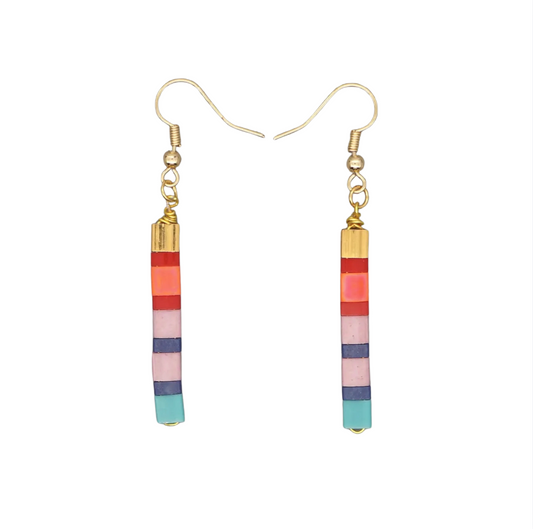 Multi Colored Tila Drop Earrings