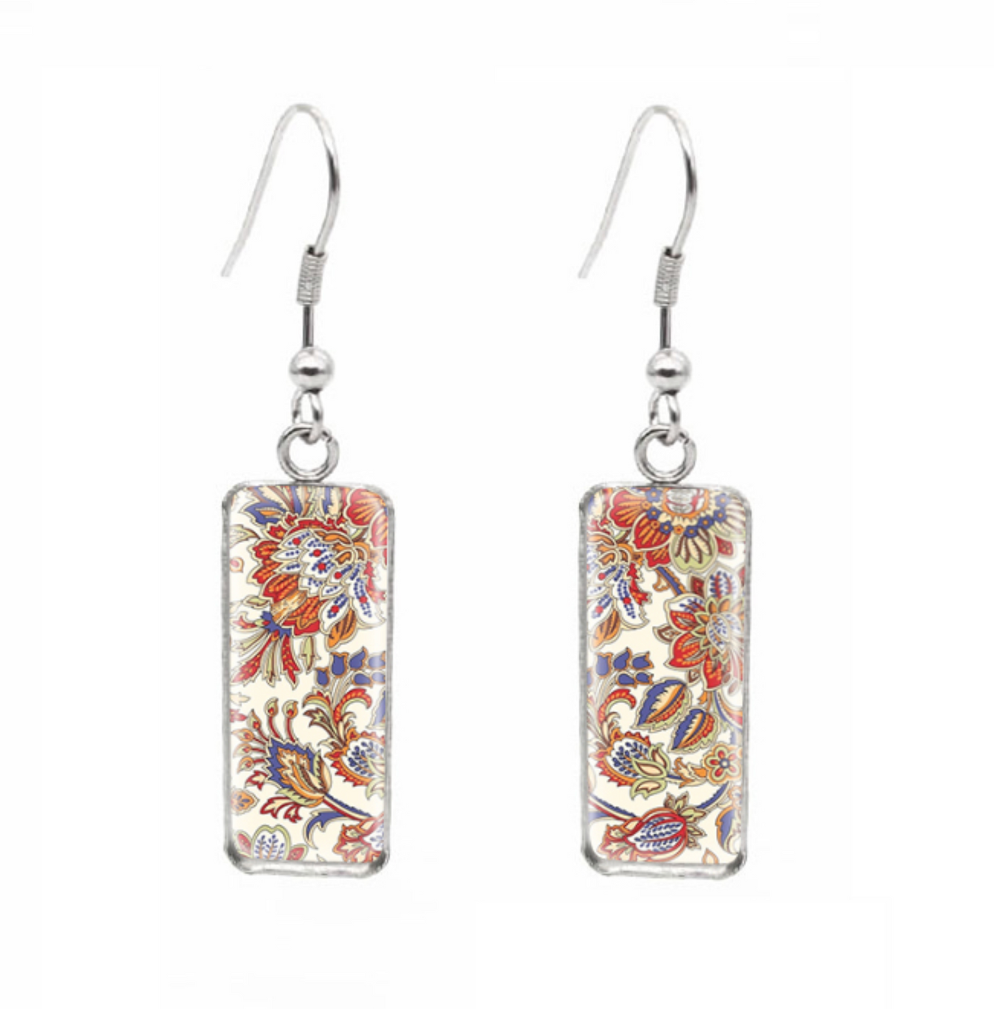 Patterned Rectangular Drop Earrings