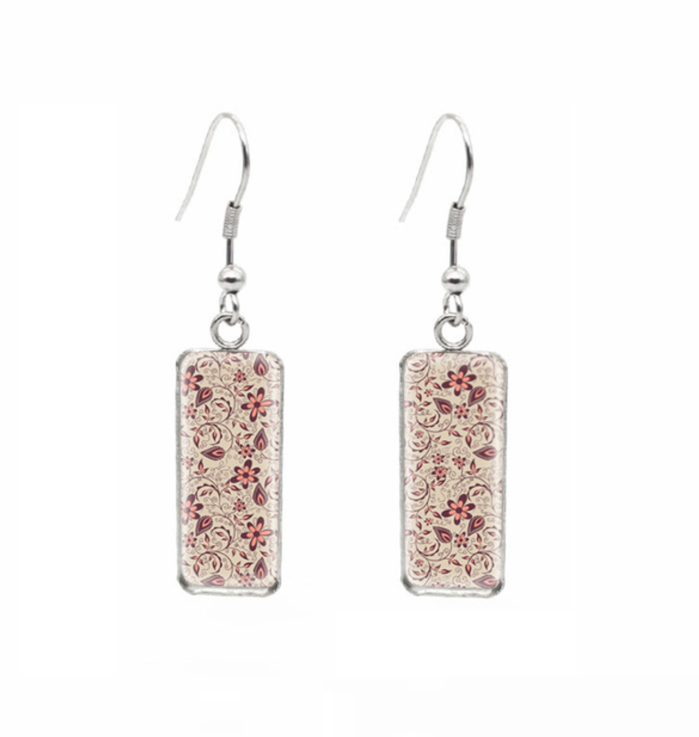 Patterned Rectangular Drop Earrings