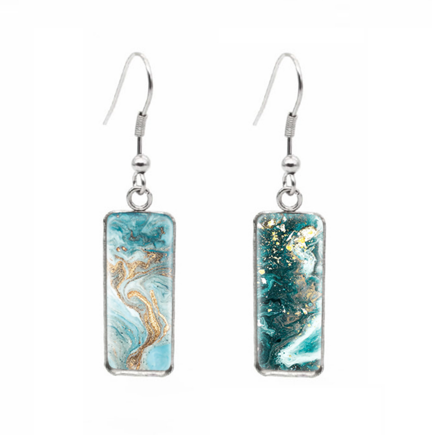 Patterned Rectangular Drop Earrings