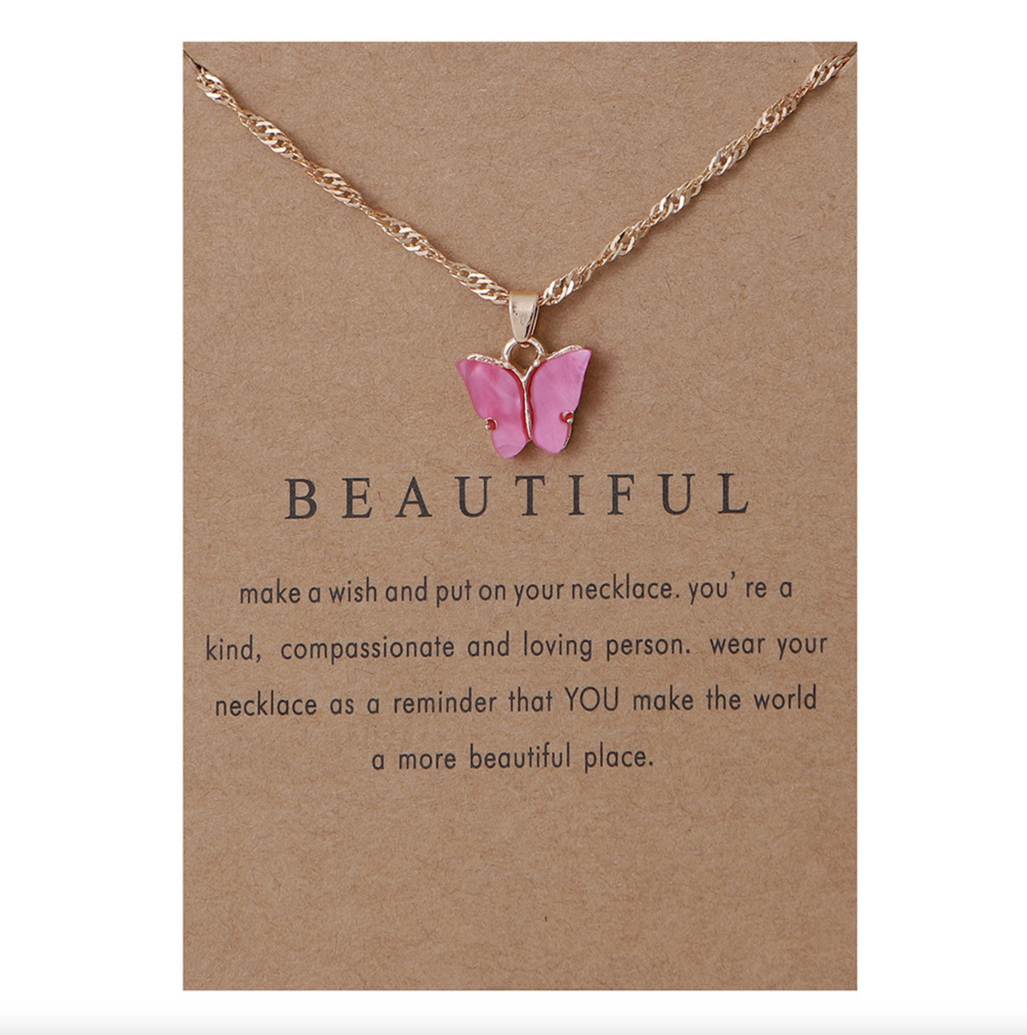 Goldtone Butterfly Pendant Necklace - Beautiful