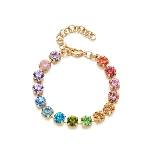 Goldtone & Multi Colored Rainbow Crystal Bracelet