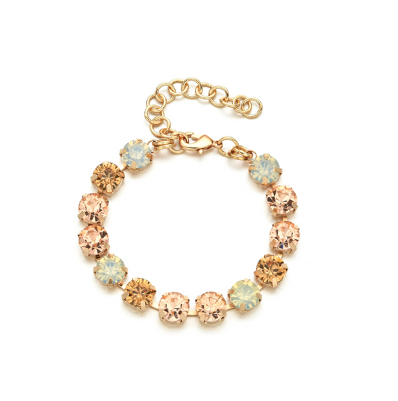 Goldtone Pink, Amber & Green Crystal Bracelet