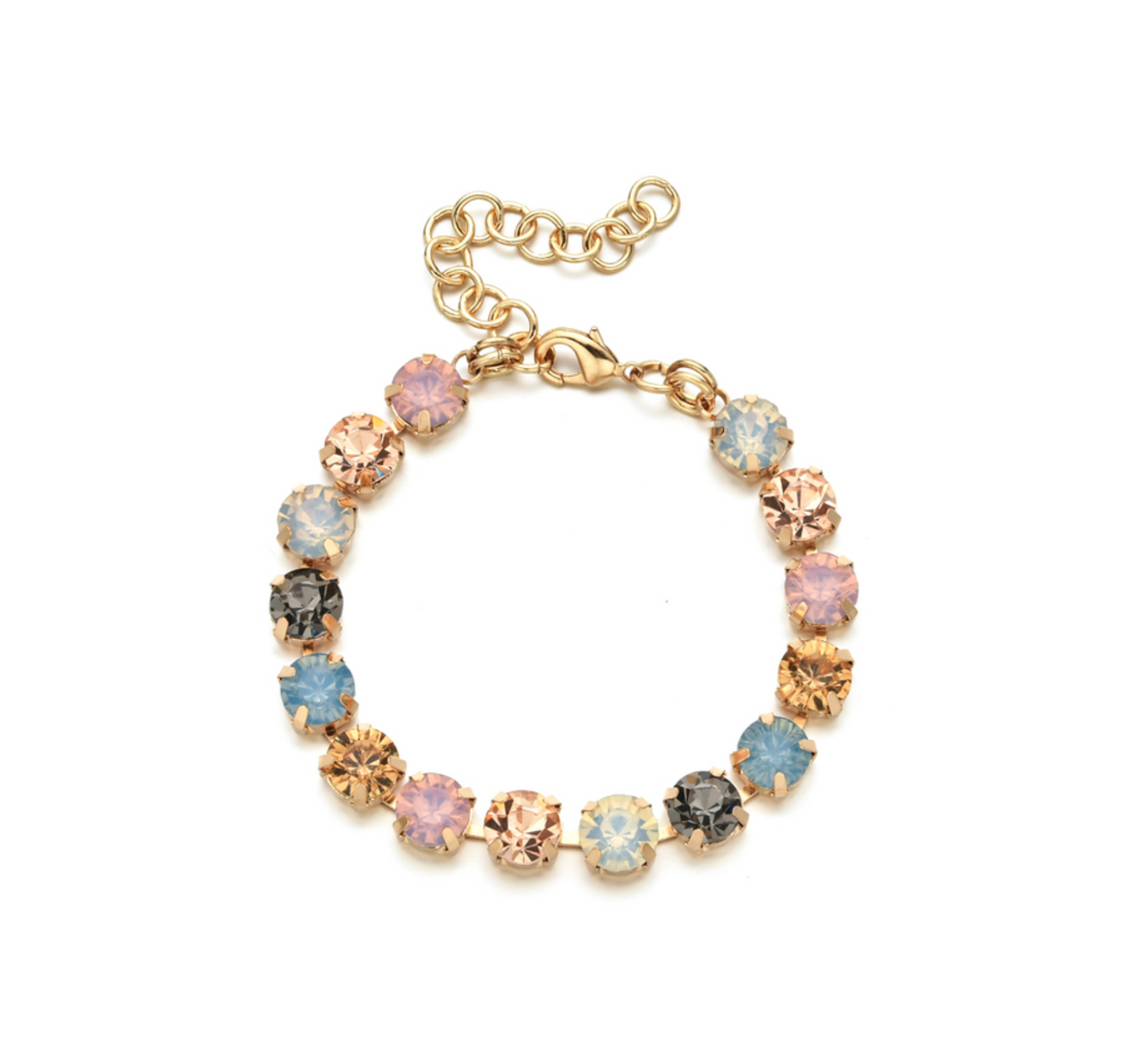 Goldtone Mixed Crystal Tennis Bracelet