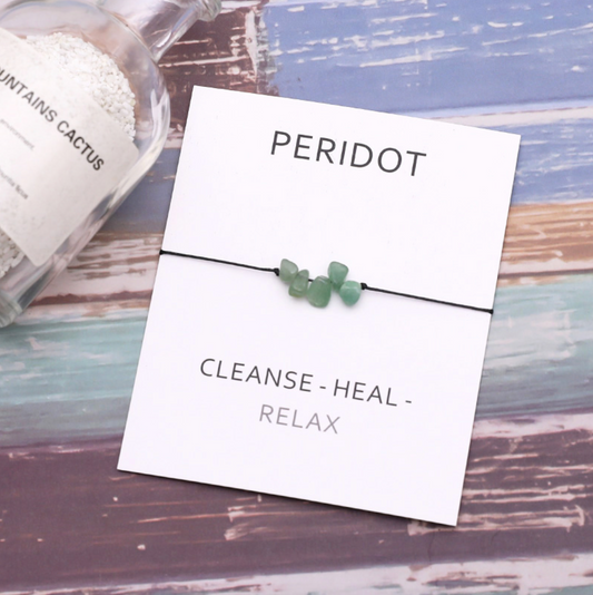 Peridot Embellished 'Relax' Black Adjustable Bracelet