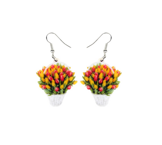 Orange & Yellow Bouquet Drop  Earrings