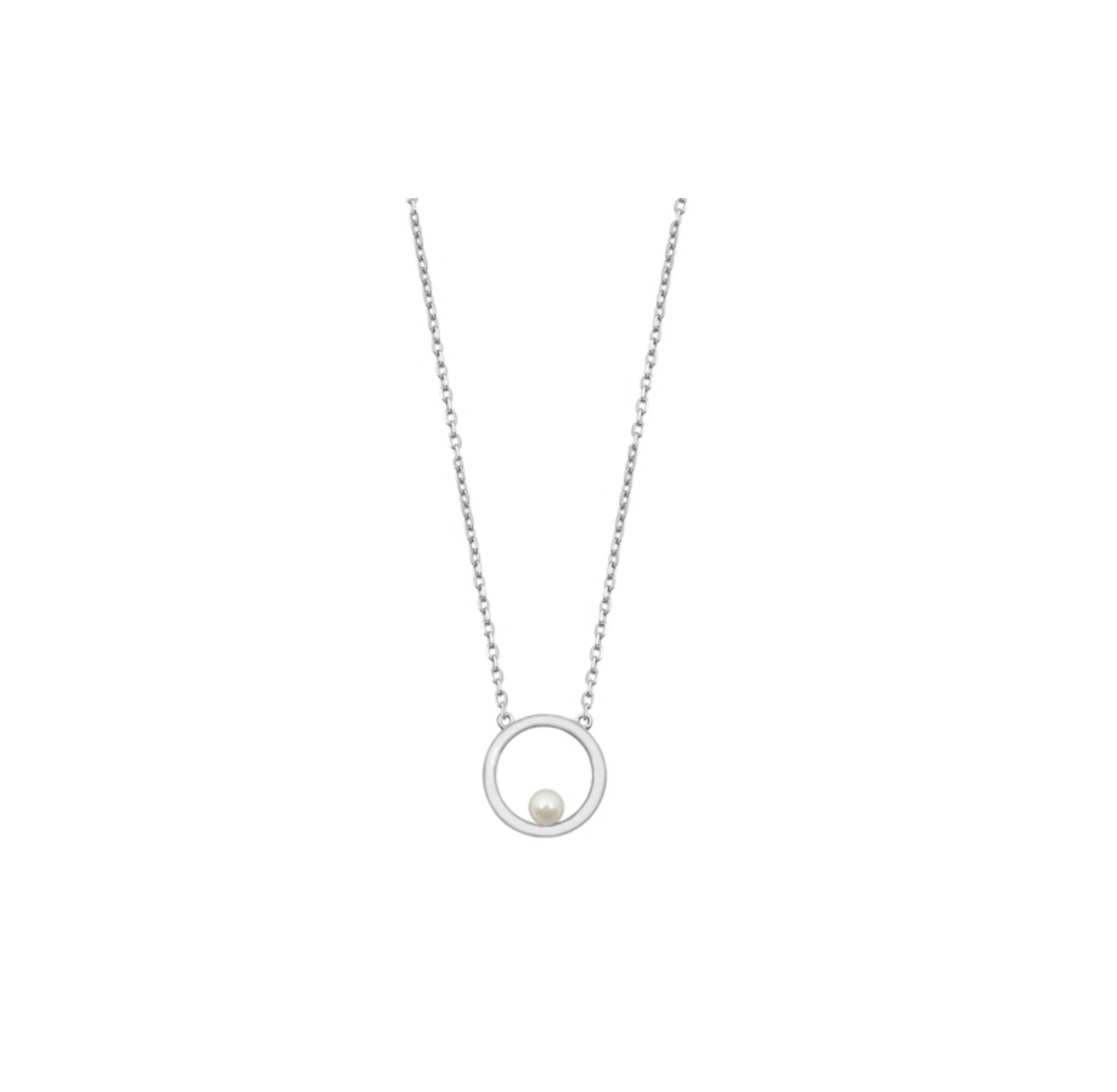 Cultured Pearl & Sterling Silver Circle Pendant Necklace