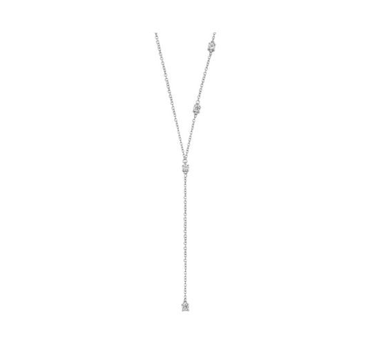 Sterling Silver & Cubic Zirconia Asymmetrical Lariat Necklace