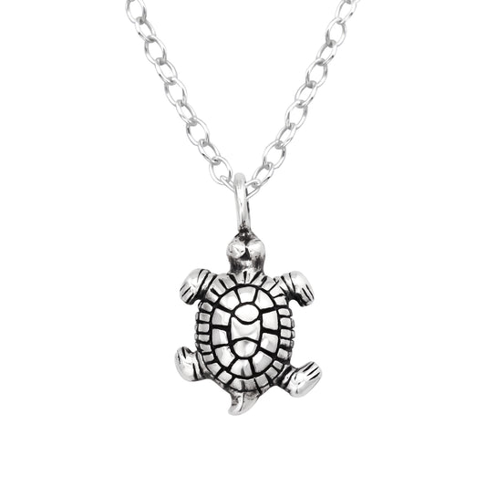 Sterling Silver Turtle Pendant Necklace