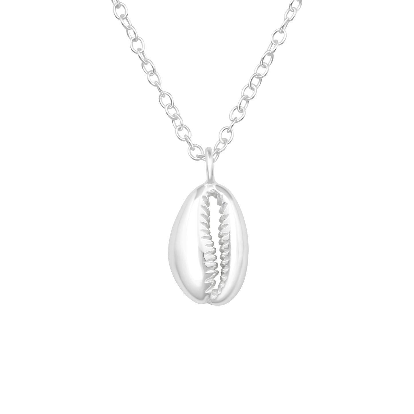 Sterling Silver Cowrie Shell Pendant Necklace