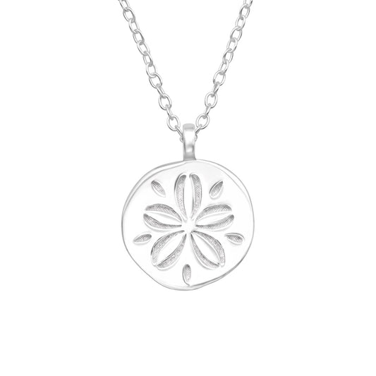 Sterling Silver Dainty Hibiscus Pendant Necklace - Ag Sterling