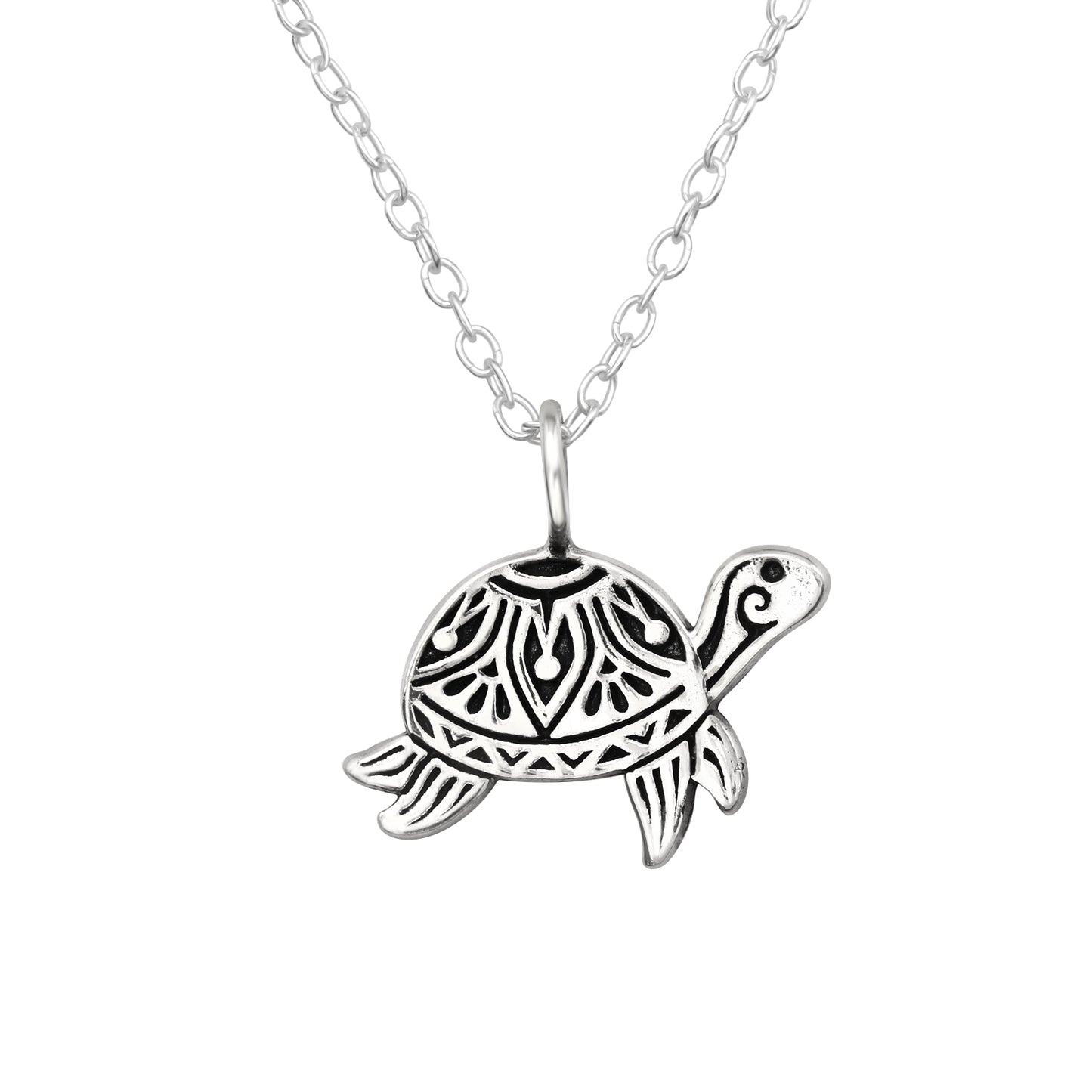 Sterling Silver Tortoise Pendant Necklace