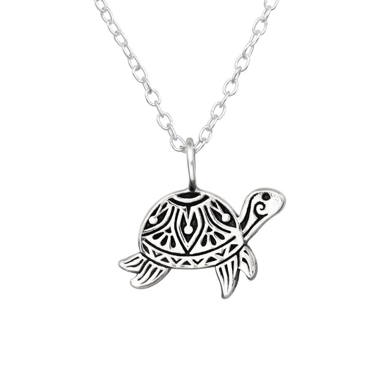 Sterling Silver Tortoise Pendant Necklace