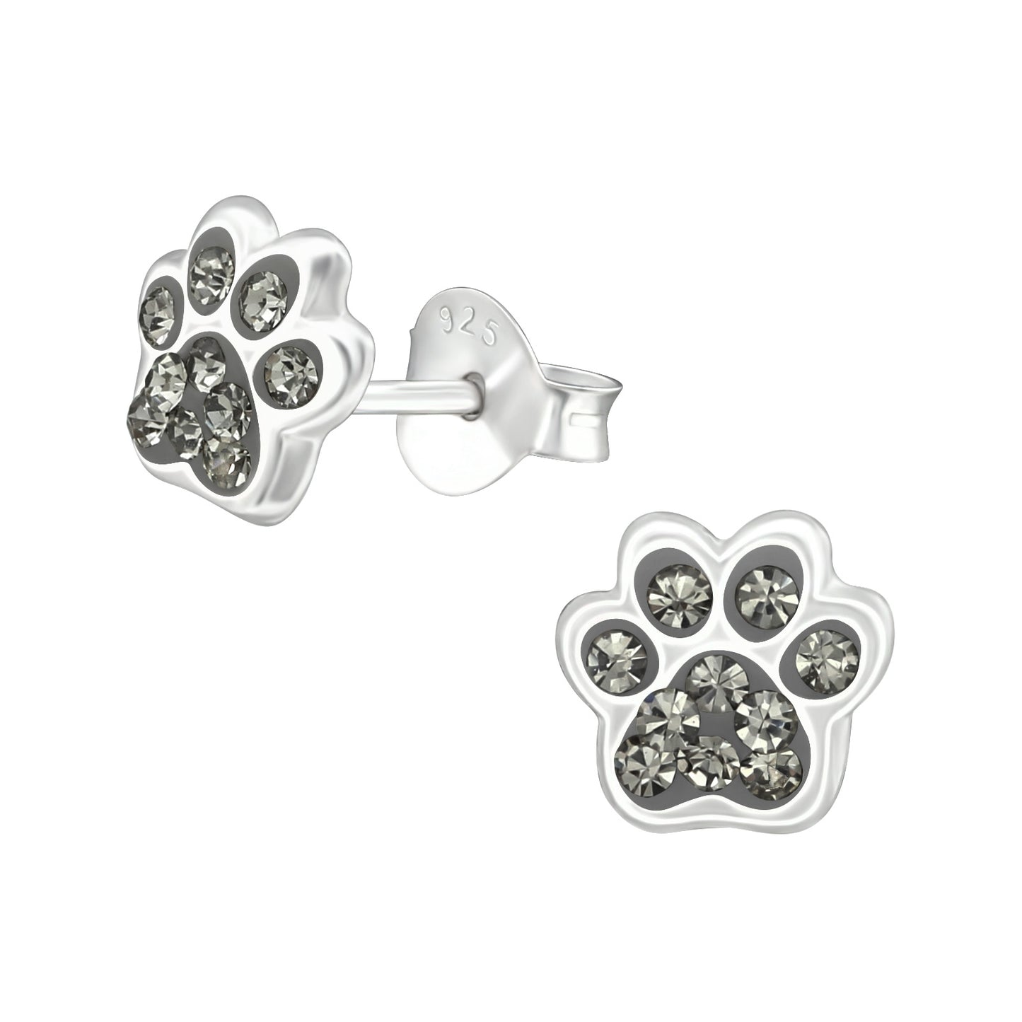 Sterling Silver & Cubic Zirconia Pawprint Stud Earrings