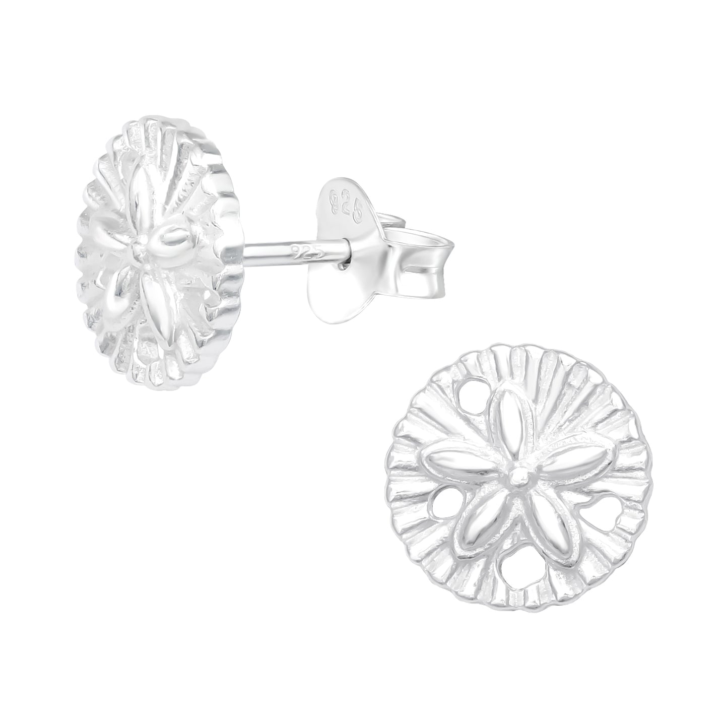 Sterling Silver Sand Dollar Stud Earrings