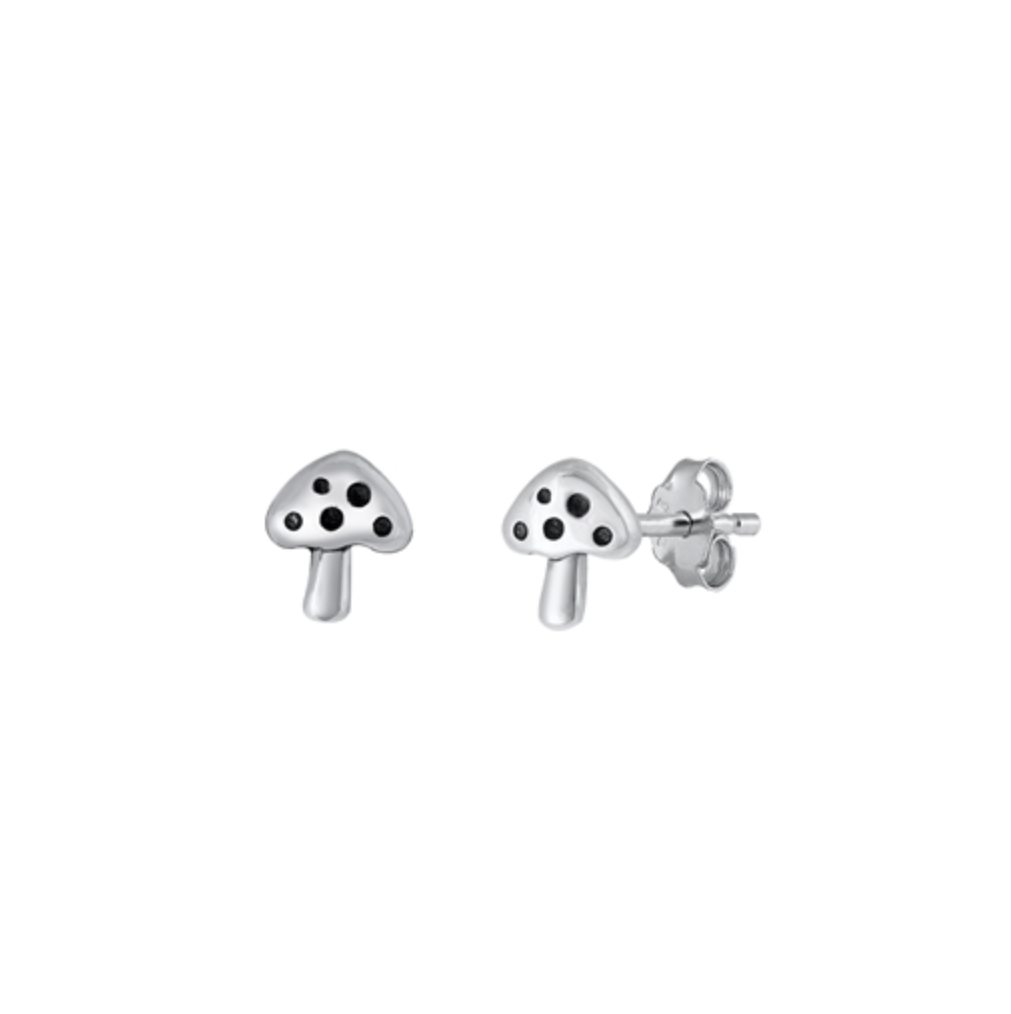 Sterling Tiny Mushroom Stud Earrings