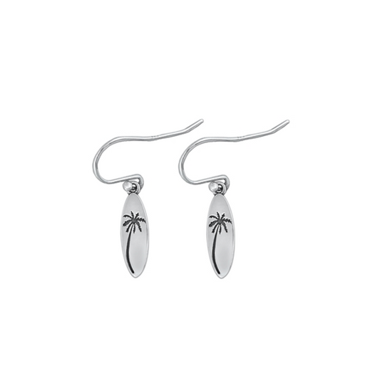 Sterling Silver Surf Palm Drop Earrings