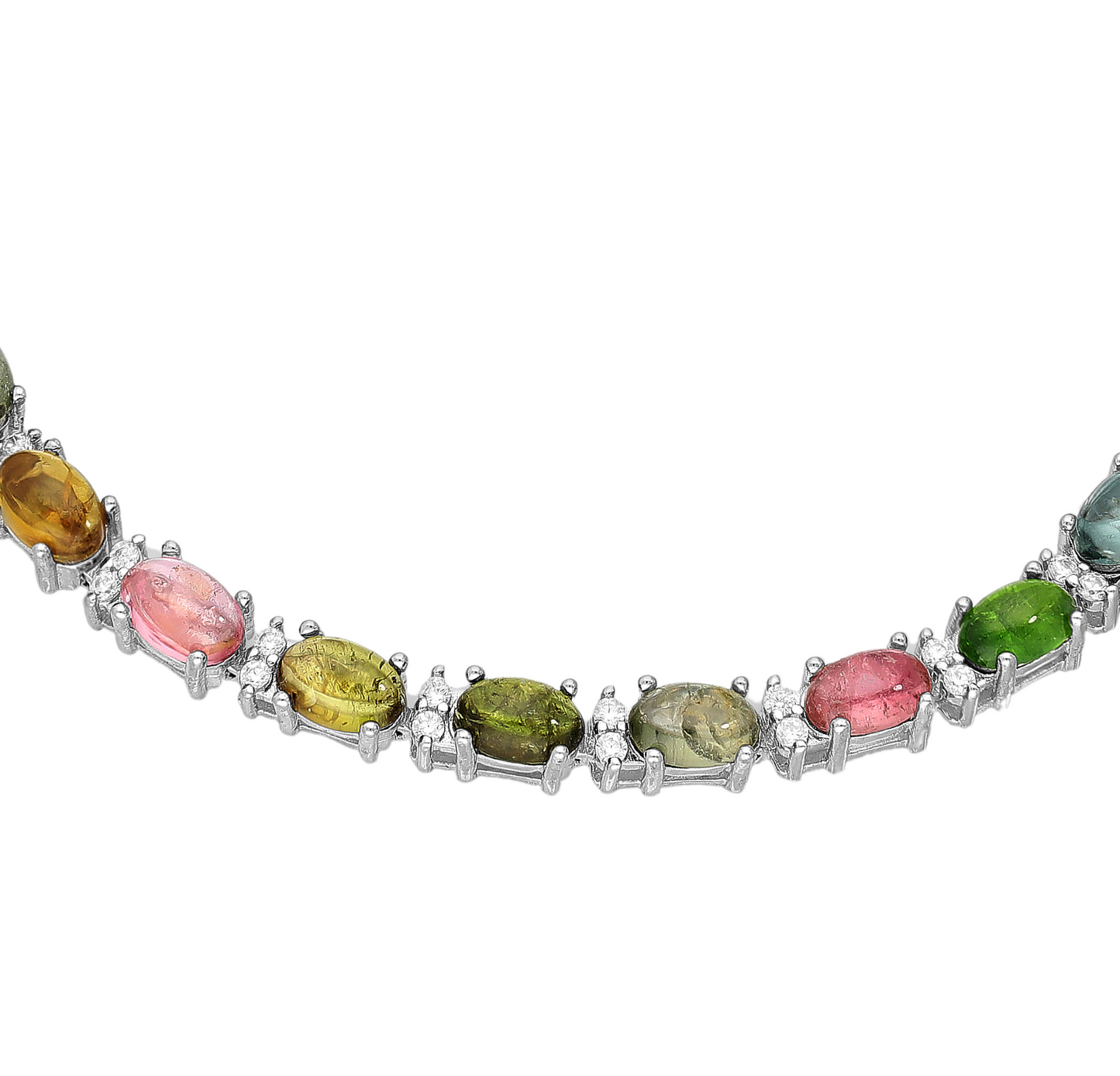 Tourmaline & Cubic Zirconia Sterling Silver Baguette- Cut Bracelet