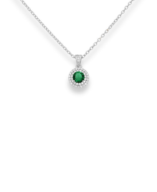 Sterling Silver & Cubic Zirconia Halo Pendant Pendant Necklace