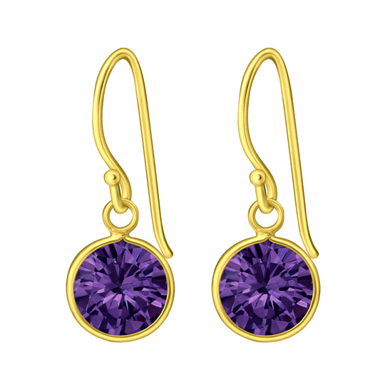 Sterling Silver 18k Gold-Plated Amethyst Rivoli Drop Earring