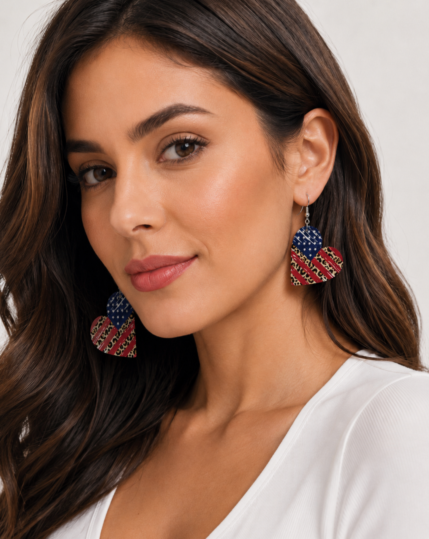 Red Blue Heart And Safari Flag Earrings