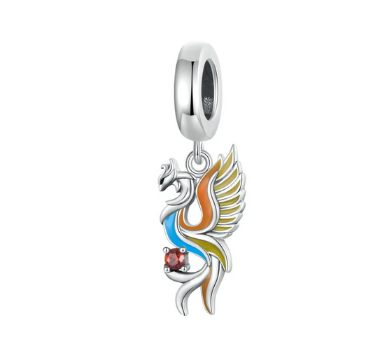 Cubic Zirconia & Sterling Silver Phoenix Charm