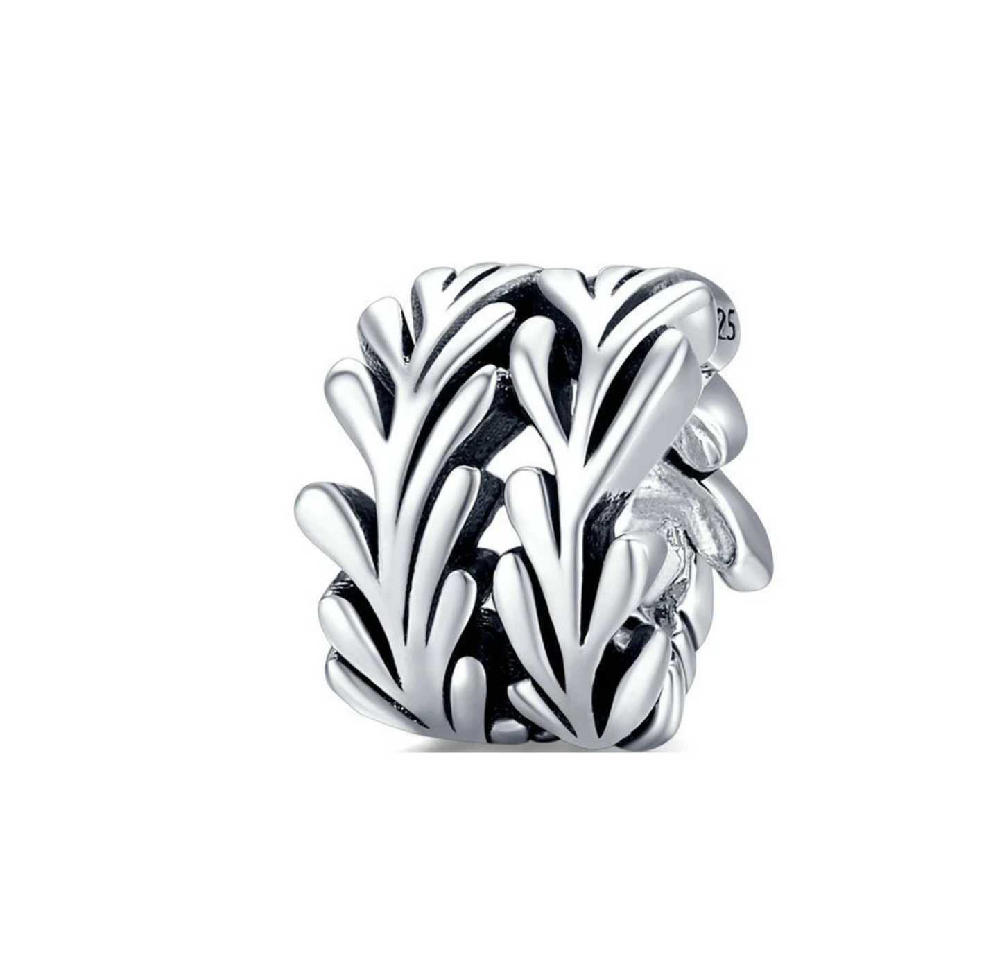 Sterling Silver Coil Leaves Charm