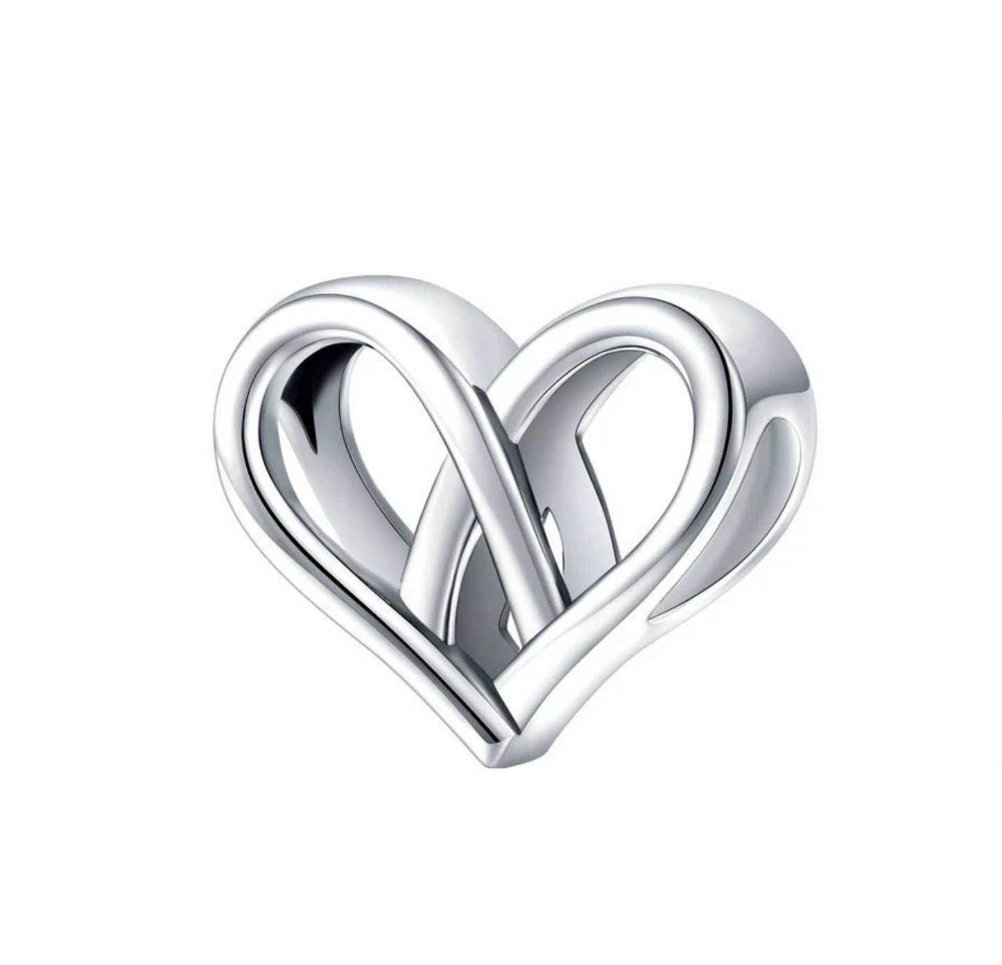 Sterling Silver Ribbon Heart Charm