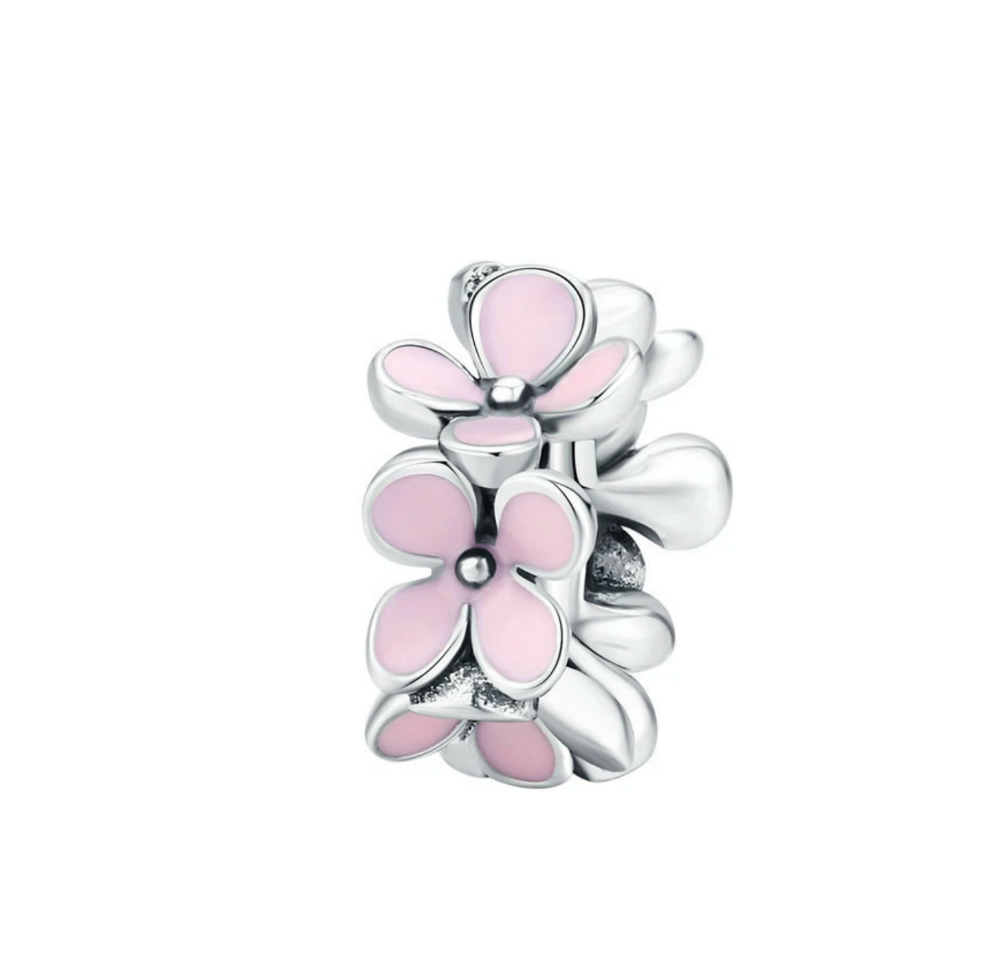 Pink Sterling Silver Flower Charm