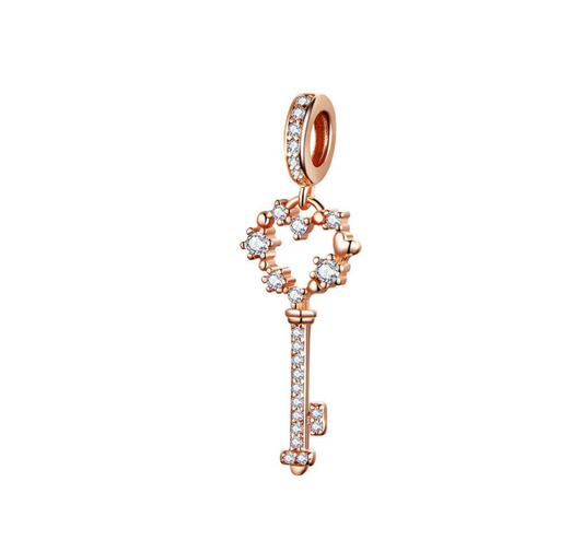 Cubic Zirconia & 15k ROse Gold-Plated Key Charm